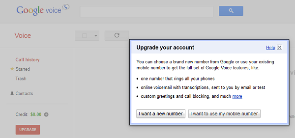 Google Voice - Upgrade your account