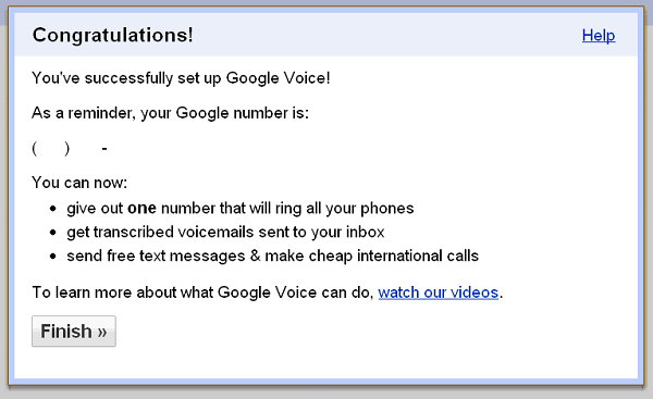 Google Voice - Congratulations