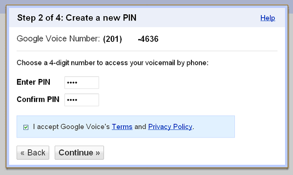 Google Voice - Create a new PIN