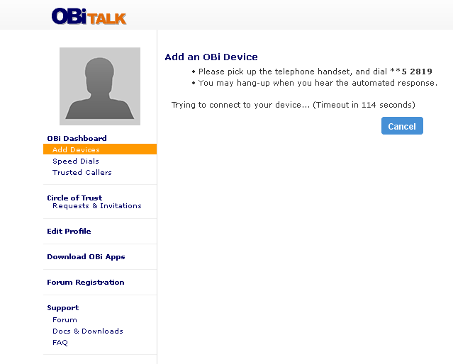 Obi Talk - add an OBi device