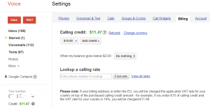 Google Voice Billing and Credit