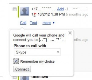 Google Voice call from inbox