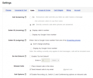 Google Voice Call Options