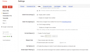 Google Voice Calls Settings