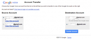 Transfer Google Voice account - destination account